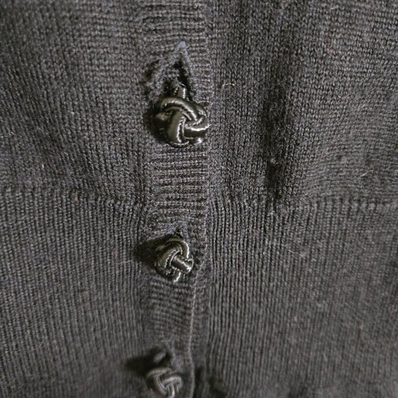 Carole Little Black Floral Embroidered V Neck Knit Button Detail Sweater Size S - Picture 5 of 6